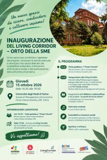 Locandina evento "INAUGURAZIONE DEL LIVING CORRIDOR – ORTO DELLA SME"
